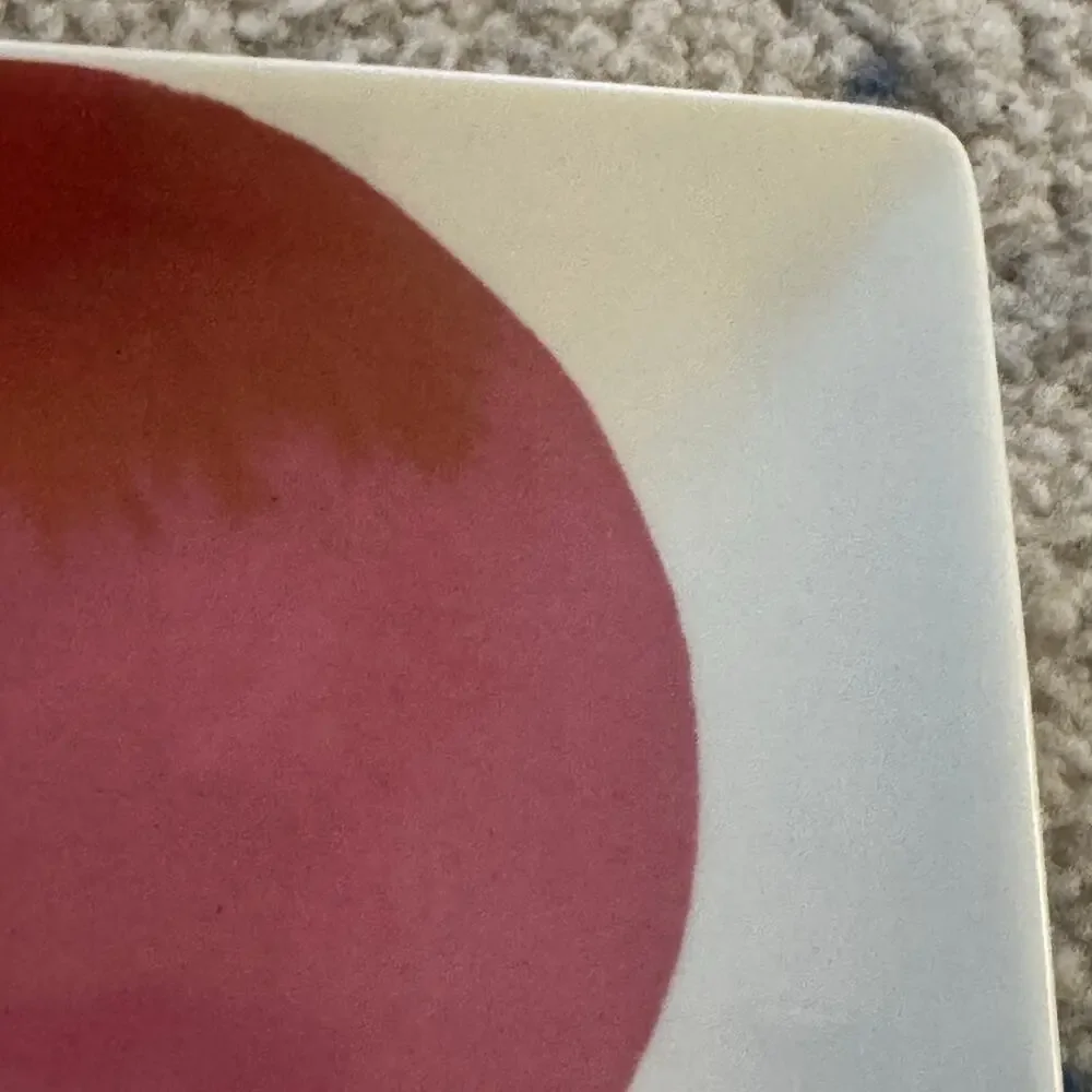 West Elm Luli Sanchez Abstract Circle 8” Square Plates Set of 4 Pink Brown